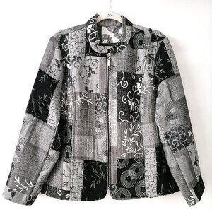 MERYL DIAMOND Womens Top Black Full Zip Jacket Size XL